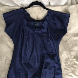 Silk Cynthia Rowley top in navy blue